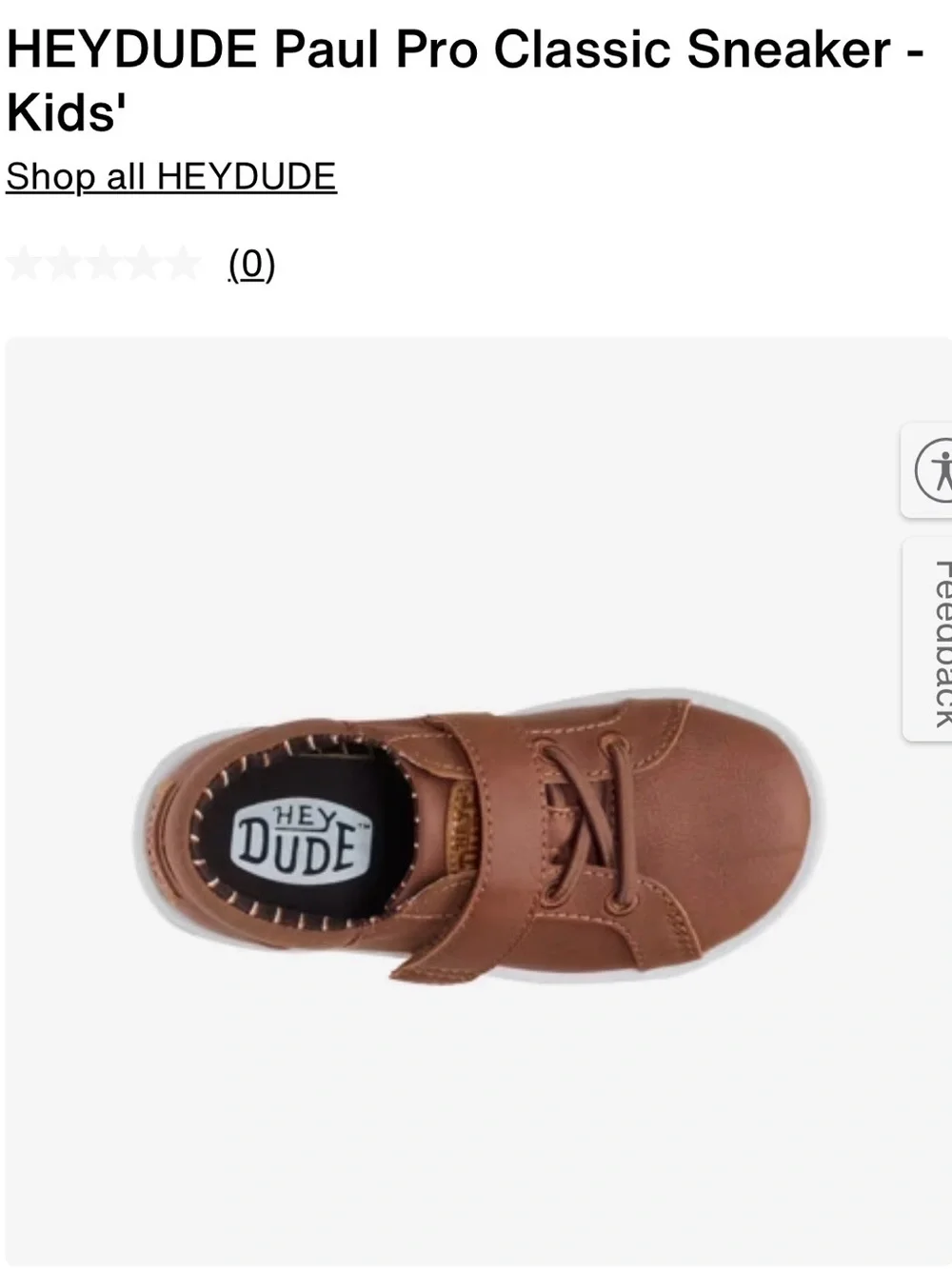 Hey Dude Kids Brown Paul Pro Sneaker with White Sole